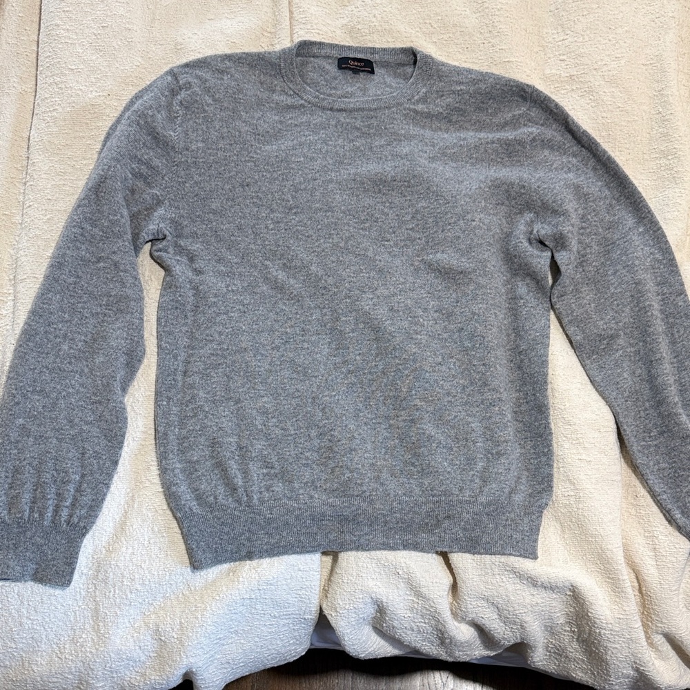 Quince Light Gray Cashmere Crewneck Sweater